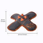 Close-up of rubber texture on squeaky dental chew toy for dogs