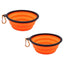 2 pack collapsible silicone dog bowl set with carabiner clip for travel food and water in Australia