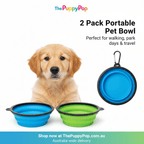 collapsible silicone dog bowl Australia with carabiner clip for portable water and food