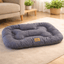 Linen-look dog bed cushion suitable for crate or kennel use