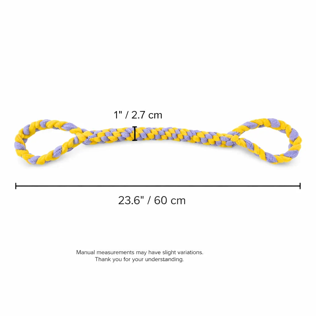 Double handle dog tug toy size view for puppy and adult dogs