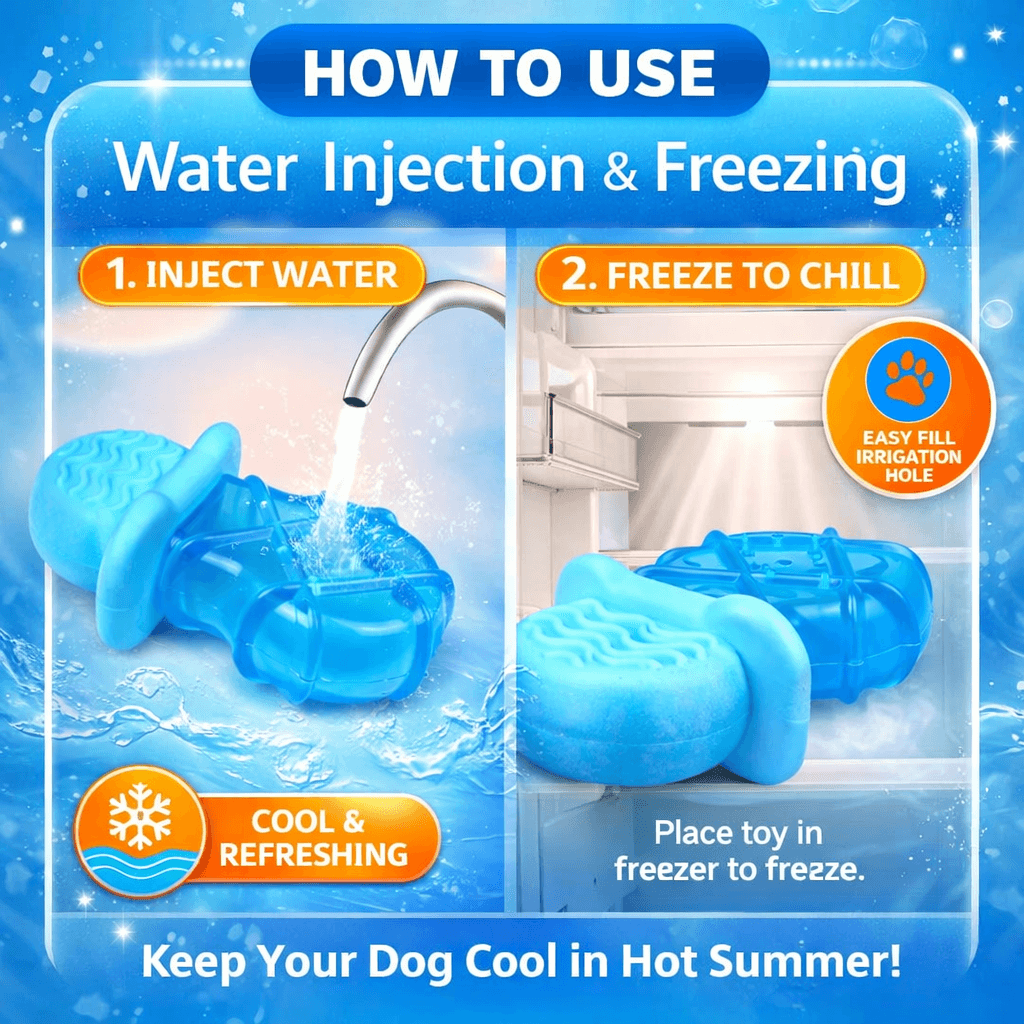 Side angle of freezable water injection cooling chew toy for dogs