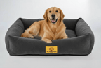 Close up of non slip rubberised bottom on grey large dog bed by The Puppy Pop

