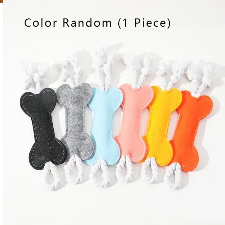 Puppy tug play with rope and felt molar chew toy