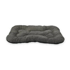 Grey linen-look plush dog bed cushion with thick filling and non-slip base