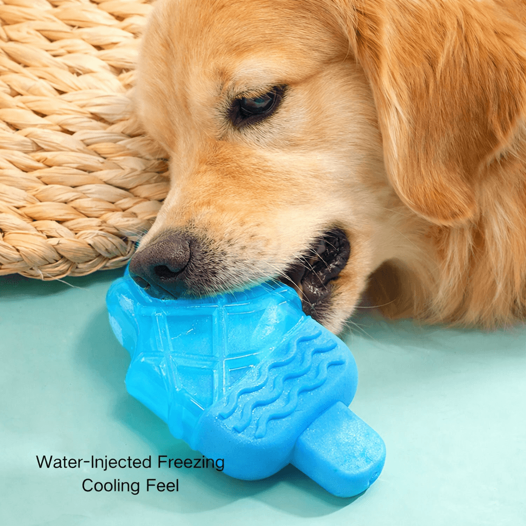 Close-up of pet-safe TPR texture on cooling chew toy designed for dogs