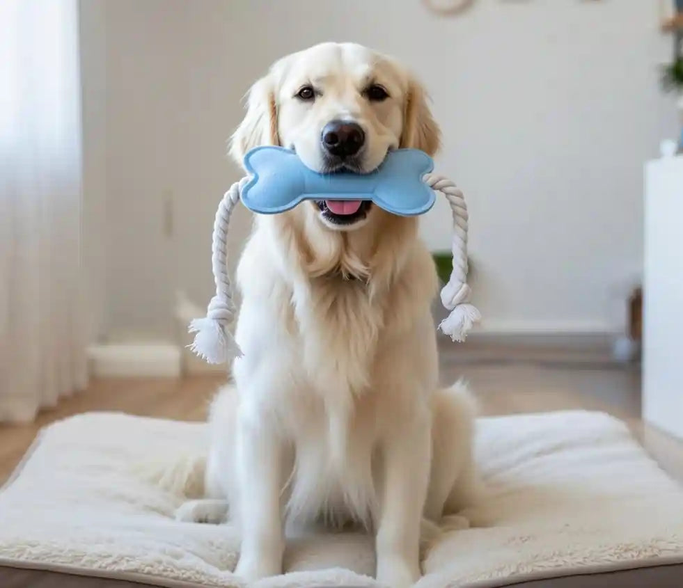 Puppy teething rope and felt molar chew toy – soothing gums with dual‑texture design