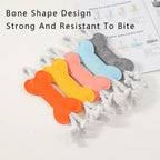 Top view of puppy teething rope and felt molar chew toy