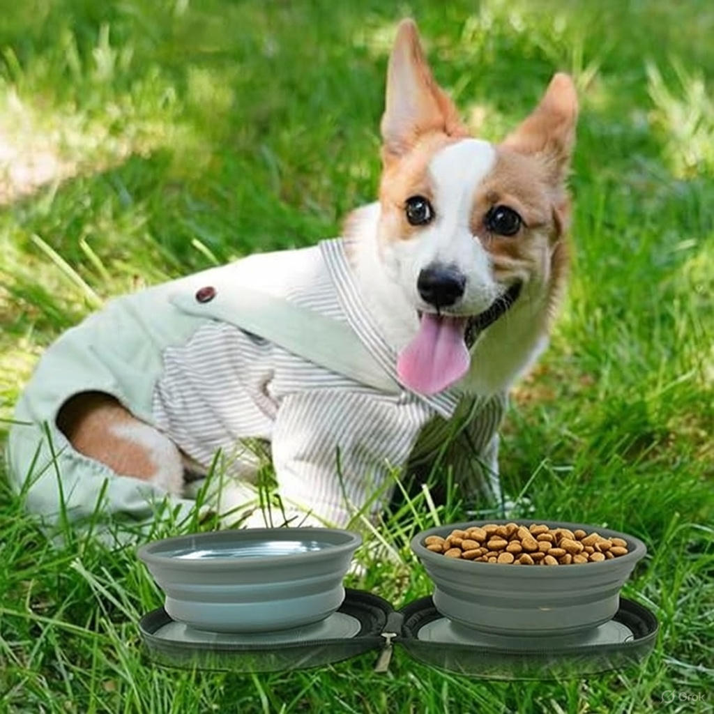 Collapsible Silicone Dog Bowl 2-Pack (Travel Bowl with Clip)