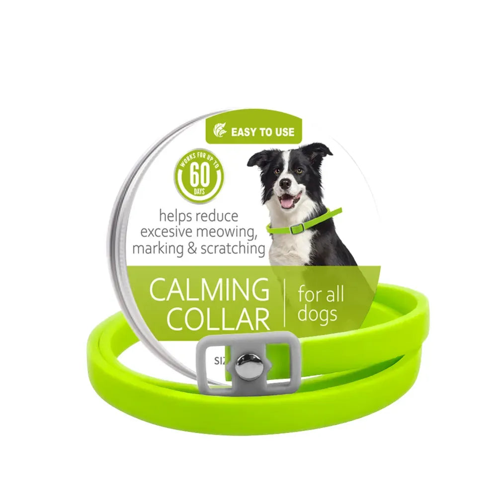 Dog calming collar soft breathable fabric gentle comfort on neck
