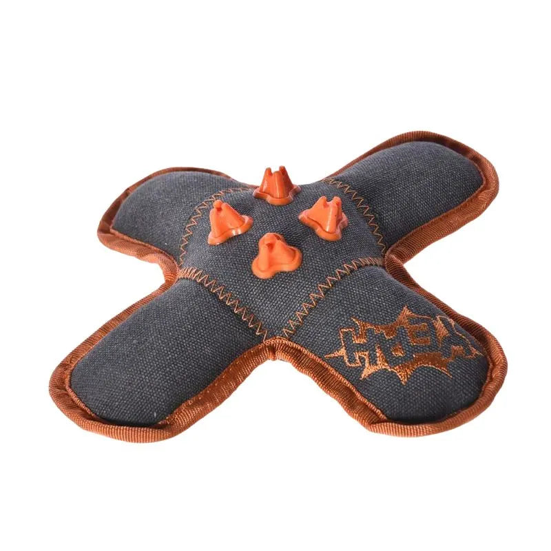Squeaky rubber and plush dog chew toy for teeth cleaning and daily play