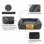 Modern grey round dog bed on timber floorboards in Australian living room – non slip design

